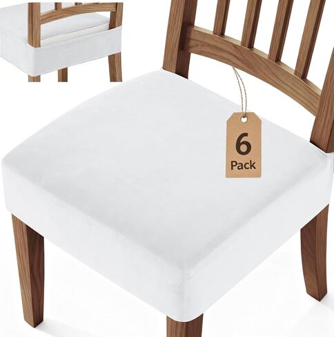 YEMYHOM Real Velvet Seat Covers for Dining Room Chairs Set of 2, Backless Chair Cover, Stretch Removable Dining Chair Seat Covers, Soft Washable Chair Seat Slipcovers Protector (Beige) in Saudi Arabia