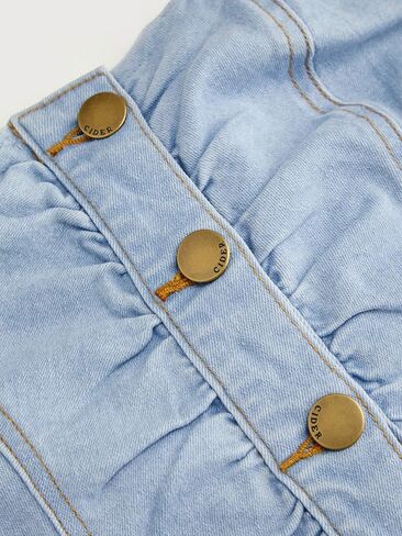 CIDER Denim Tube Tops for Women Going Out Button Down Crop Jean Top Trendy Summer Cowgirl Concert Outfits Y2K Fashion in Kuwait
