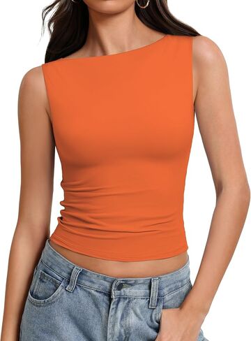 Avidlove Boat Neck Tops for Women Seamless Double Lined Tank Top Cute Basic Fitted Summer Going Out Outfits in Saudi Arabia