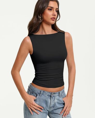 Avidlove Boat Neck Tops for Women Seamless Double Lined Tank Top Cute Basic Fitted Summer Going Out Outfits in Saudi Arabia