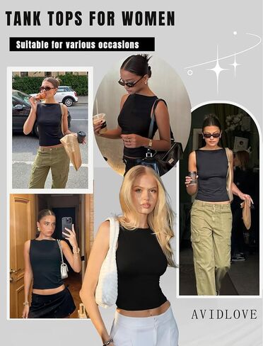 Avidlove Boat Neck Tops for Women Seamless Double Lined Tank Top Cute Basic Fitted Summer Going Out Outfits in Saudi Arabia