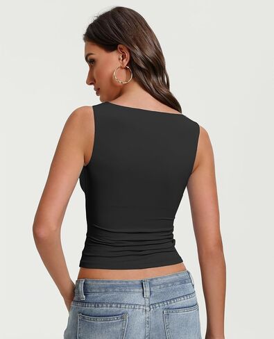 Avidlove Boat Neck Tops for Women Seamless Double Lined Tank Top Cute Basic Fitted Summer Going Out Outfits in Saudi Arabia
