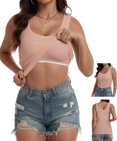 BIDITANLE Women Built-in Bra Ribbed Fitted Racerback Tank Tops Casual Basic Sleeveless Cami Shirts in Saudi Arabia