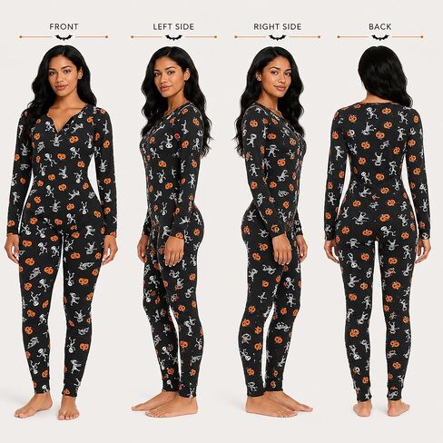 nezababycos Halloween Sexy Onesie Pajamas for Women, One Piece Long Sleeve Bodycon Romper Jumpsuit Pumpkin Sleepwear in Saudi Arabia