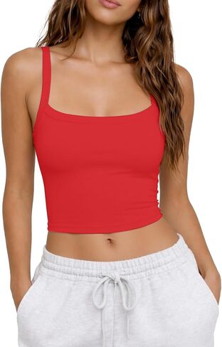 CHYRII Womens Tank Tops with Built in Bras Square Neck Cropped Sleeveless Summer Going Out Basic Camisole Tops in Saudi Arabia