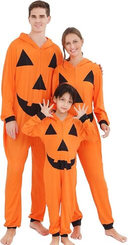 ANGELGGH Family Matching Halloween Onesie Pajamas, Funny Ugly Hooded Zipper PJs Holiday Loungewear for Men/Women Couples in Saudi Arabia