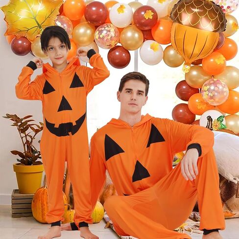 ANGELGGH Family Matching Halloween Onesie Pajamas, Funny Ugly Hooded Zipper PJs Holiday Loungewear for Men/Women Couples in Saudi Arabia