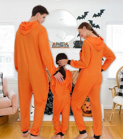 ANGELGGH Family Matching Halloween Onesie Pajamas, Funny Ugly Hooded Zipper PJs Holiday Loungewear for Men/Women Couples in Saudi Arabia