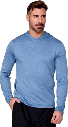 Free Country Mens Athletic Shirt Hoodie Anti Odor Long Sleeve UPF 50+ Fishing Hiking Running Rash Guards for Men-Textured in Kuwait