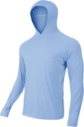 BAMBOO COOL Men's UPF 50+ Sun Protection Hoodies Breathable and Lightweight Long Sleeve SPF Fishing Thumbhole Shirts Hooded in Kuwait
