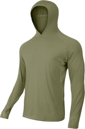 BAMBOO COOL Men's UPF 50+ Sun Protection Hoodies Breathable and Lightweight Long Sleeve SPF Fishing Thumbhole Shirts Hooded in Kuwait