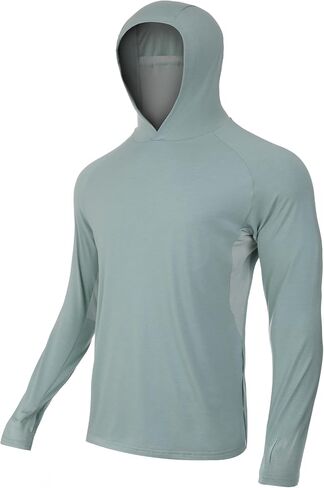 BAMBOO COOL Men's UPF 50+ Sun Protection Hoodies Breathable and Lightweight Long Sleeve SPF Fishing Thumbhole Shirts Hooded in Kuwait