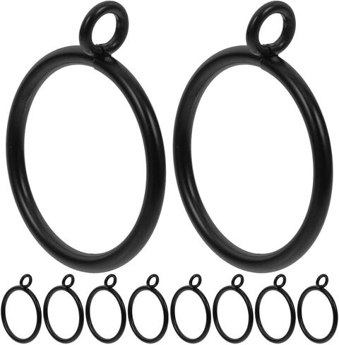 HEALLILY Metal Curtain Eyelet Rings for Drapery Hooks 38Mm Inner Diameter Black Metal Drapery Rings for Pleated Curtains for Bathroom 10pcs in Kuwait