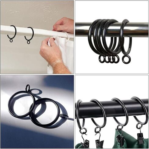 HEALLILY Metal Curtain Eyelet Rings for Drapery Hooks 38Mm Inner Diameter Black Metal Drapery Rings for Pleated Curtains for Bathroom 10pcs in Kuwait