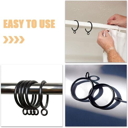 HEALLILY Metal Curtain Eyelet Rings for Drapery Hooks 38Mm Inner Diameter Black Metal Drapery Rings for Pleated Curtains for Bathroom 10pcs in Kuwait