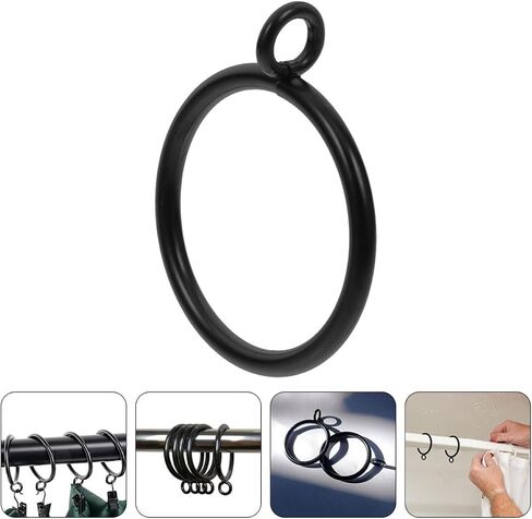 HEALLILY Metal Curtain Eyelet Rings for Drapery Hooks 38Mm Inner Diameter Black Metal Drapery Rings for Pleated Curtains for Bathroom 10pcs in Kuwait
