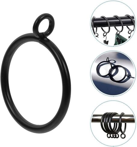 HEALLILY Metal Curtain Eyelet Rings for Drapery Hooks 38Mm Inner Diameter Black Metal Drapery Rings for Pleated Curtains for Bathroom 10pcs in Kuwait