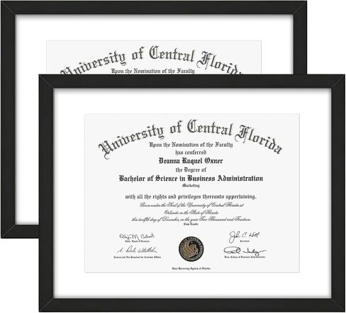 11 x 14 Inch Diploma Frame Certificate Degree Document Frame with High Definition Plexiglass, 8.5 x 11 Inchfor Wall and Tabletop, Black Double Mat, 2 Pack in Kuwait