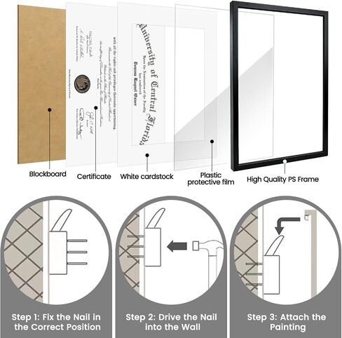 11 x 14 Inch Diploma Frame Certificate Degree Document Frame with High Definition Plexiglass, 8.5 x 11 Inchfor Wall and Tabletop, Black Double Mat, 2 Pack in Kuwait