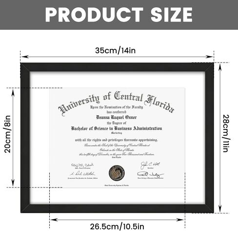 11 x 14 Inch Diploma Frame Certificate Degree Document Frame with High Definition Plexiglass, 8.5 x 11 Inchfor Wall and Tabletop, Black Double Mat, 2 Pack in Kuwait
