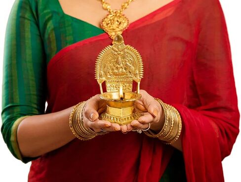 Satvik 4.5 Inch Brass Kamakshi Deepam Samai Ashta Lakshmi Oil Lamp Kamatchi Devi Maa Diya Handcrafted Hindu Puja Religious Sri Kamachi Amman Vilakku Home Decor Pooja Lamp Indian Return Gift Item in Saudi Arabia