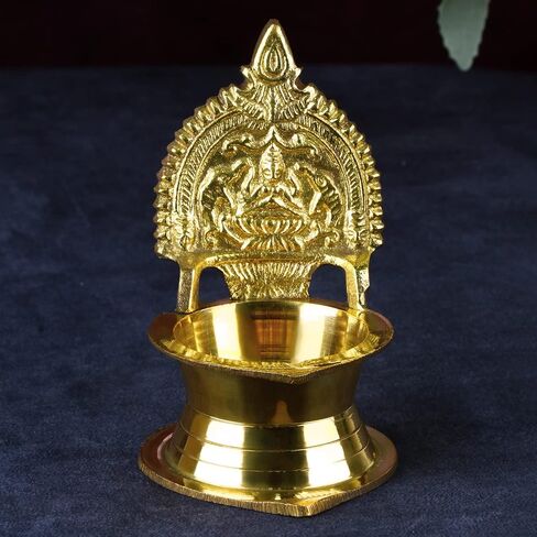 Satvik 4.5 Inch Brass Kamakshi Deepam Samai Ashta Lakshmi Oil Lamp Kamatchi Devi Maa Diya Handcrafted Hindu Puja Religious Sri Kamachi Amman Vilakku Home Decor Pooja Lamp Indian Return Gift Item in Saudi Arabia