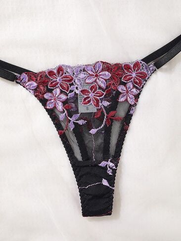 Sexy V-Neck Lingerie For Women Underwire Lingerie Set Sheer Push Up Foral Embroidery 3/4 Cup Bra And Panty Set in Saudi Arabia