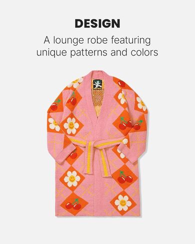wiggle wiggle Unisex Colorblock Plush Fleece Bathrobe, Cozy Long Lounge Robe with Belt, Soft Warm Spa Robe for Women & Men – Smile Cherry Argyle in Saudi Arabia