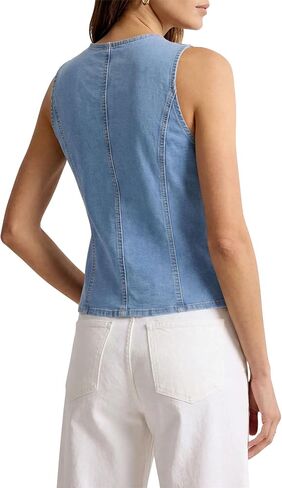 SANMM Denim Vest Women Summer Sleeveless Strechy Western Button Down Jean Vest Top in Saudi Arabia