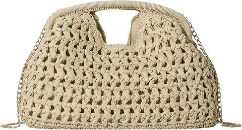 Straw Clutch Woven Purses for Women，Cloud Dumpling Summer Beach Bag with Detachable Chain for Vacation Evening in Kuwait