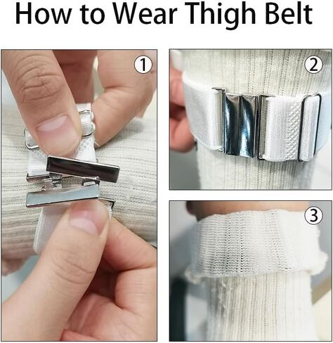 4 Pcs Thigh Garters for Women Adjustable Elastic Thigh Garters with Metal Buckle, Elastic Thigh Garter Belts for Party Prom Punk Gothic Style, Black & White in Kuwait