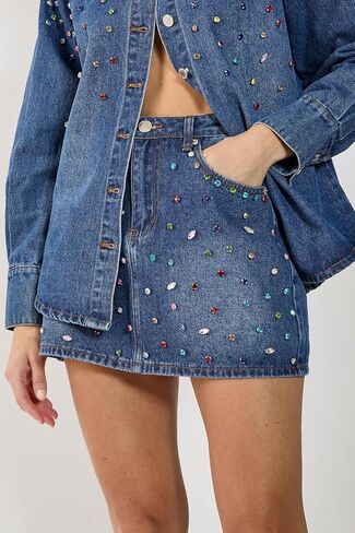 تنورة صغيرة من Nasty Gal Denim Jewel in Kuwait