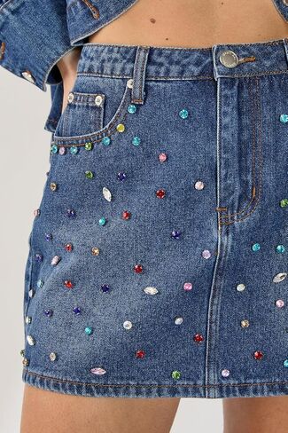 تنورة صغيرة من Nasty Gal Denim Jewel in Kuwait
