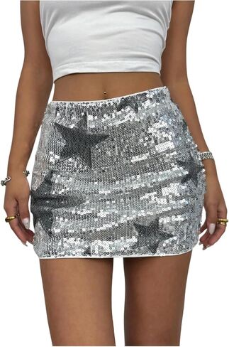 Women's Sequin Mini Skirt Sparkly Low Waist Bodycon Party Club Skirts in Kuwait