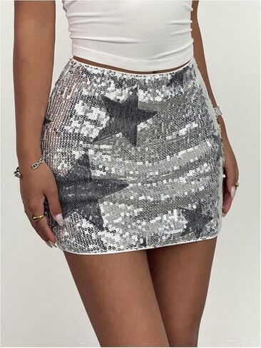 Women's Sequin Mini Skirt Sparkly Low Waist Bodycon Party Club Skirts in Kuwait