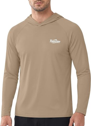 Men’s Hooded Sun Shirts Long Sleeve, UPF 50+ UV Protection Fishing Hoodie, Lightweight Shirt with Hood for Hiking in Kuwait