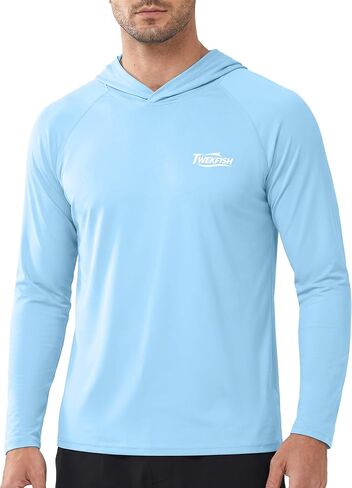 Men’s Hooded Sun Shirts Long Sleeve, UPF 50+ UV Protection Fishing Hoodie, Lightweight Shirt with Hood for Hiking in Saudi Arabia