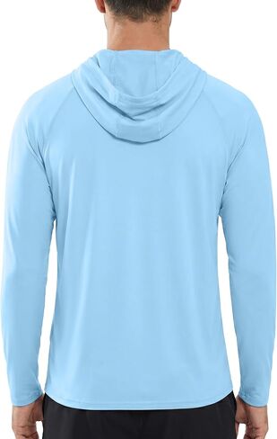 Men’s Hooded Sun Shirts Long Sleeve, UPF 50+ UV Protection Fishing Hoodie, Lightweight Shirt with Hood for Hiking in Saudi Arabia