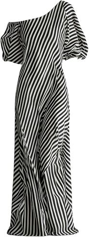 Womens Summer Dresses Casual Striped Off Shoulder Half Sleeve Sundresses Beach Vacation Flowy Maxi Dress in Saudi Arabia