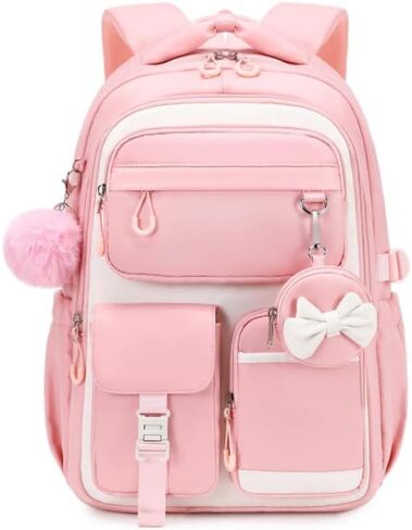 MUSEVOS Kids Backpack for Girls Aged 6-14, Kindergarten Elementary Middle School Backpack, Cute Bookbag Multi-Compartment, Water-resistant in Saudi Arabia