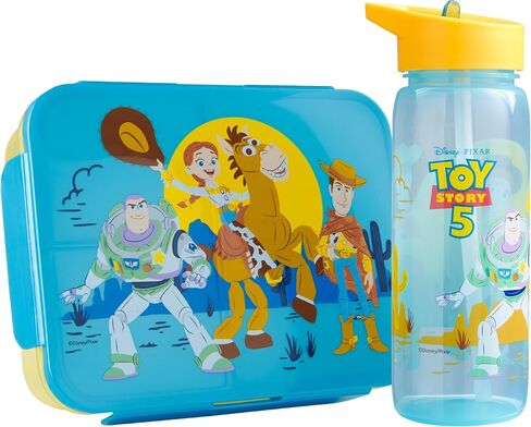 Get Trend Disney Toy Story Kids Lunch Box & Waterbottle Set, 3 Compartment Bento Box & Water Bottle with Straw, BPA-Free Dishwasher-Safe Lunch Kit for School, Travel, Gifts for Girls (Multi Toy Story) in Saudi Arabia