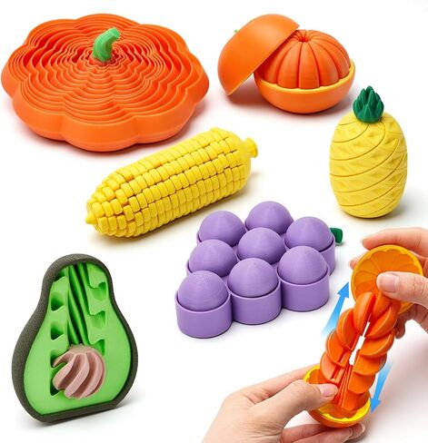 6PCS 3D Printed Fruit Fidget Toys Set, Sensory Fidget Toys for Anxiety Stress Relief, Desk Fidget Set for Adults Kids ADHD Autism, Classroom Party Favors Gifts in Saudi Arabia
