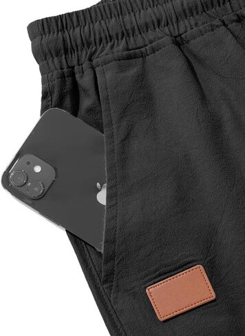 Men's Cotton Linen Shorts 9 inch Drawstring Casual Elastic Waist Summer Beach Vacation with Pockets in Kuwait