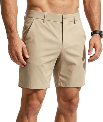 YUCENFU Men's Cool Summer Flat Front 4-Way Stretch Work Dress Shorts Expandable Waist Athletic Casual Shorts with Pockets 9" in Saudi Arabia