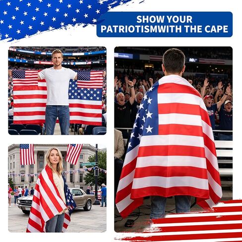 American Flag Costume Cape, 4th of July Wearable with Sleeves Classic Flag, 250th Anniversary USA Costume in Saudi Arabia