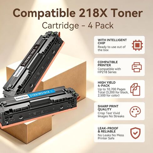 218X Toner Cartridges 4 Pack Compatible Replacement for HP 218X 218A Toner Color LaserJet Pro 3201dw MFP 3301fdw 3301sdw 3301cdw Printer (Black/Cyan/Yellow/Magenta) in Saudi Arabia