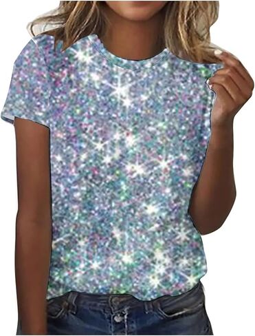 Mardi Gras Shorts for Women Outfit Gold Blouse Plus Size Tops Sequin Sweatshirt Tie Dye Shirts Girls Top Sweaters in Saudi Arabia