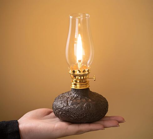 Vintage Ceramic Oil Lamp, Oil Lamp for Indoor Use Stone Texture, Vintage Oil Lamps for Indoor, Kerosene Lamp for Tabletop Decor Home Decor and Emergency Lighting in Saudi Arabia