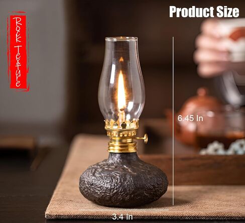 Vintage Ceramic Oil Lamp, Oil Lamp for Indoor Use Stone Texture, Vintage Oil Lamps for Indoor, Kerosene Lamp for Tabletop Decor Home Decor and Emergency Lighting in Saudi Arabia