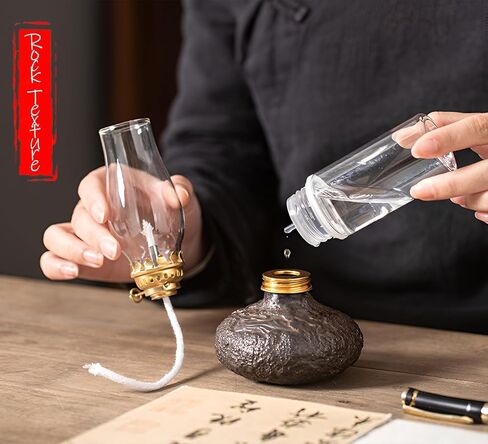 Vintage Ceramic Oil Lamp, Oil Lamp for Indoor Use Stone Texture, Vintage Oil Lamps for Indoor, Kerosene Lamp for Tabletop Decor Home Decor and Emergency Lighting in Saudi Arabia